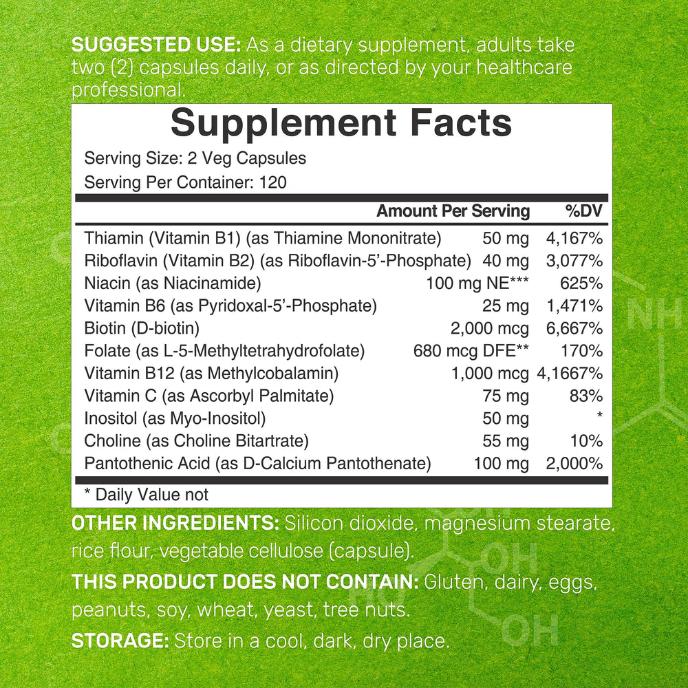 DEAL SUPPLEMENT Bioactive B Complex capsules close-up showing veggie, easy-to-swallow form.