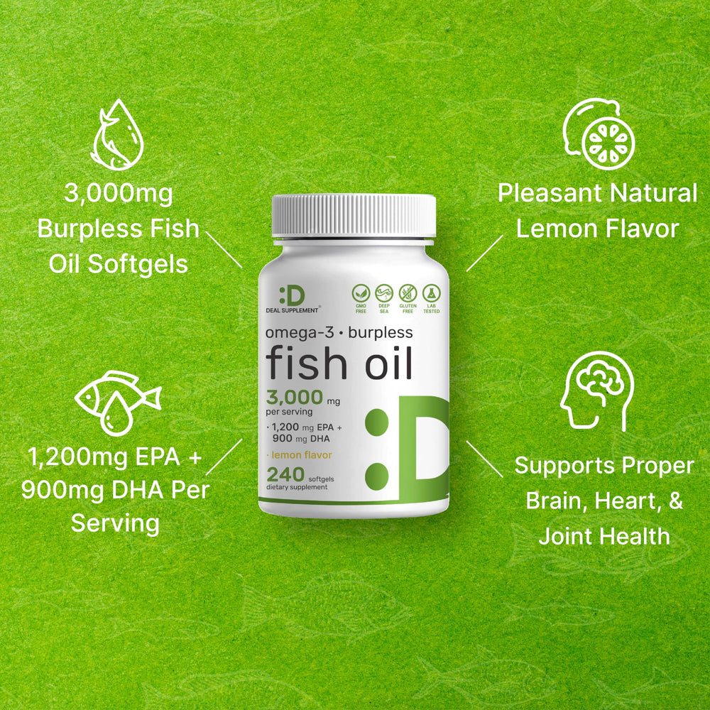 Pouring DEAL SUPPLEMENT Omega 3 softgels into a capsule tray