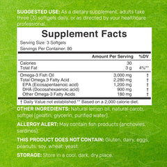 Closeup of DEAL SUPPLEMENT Omega 3 softgels showing burpless lemon formula