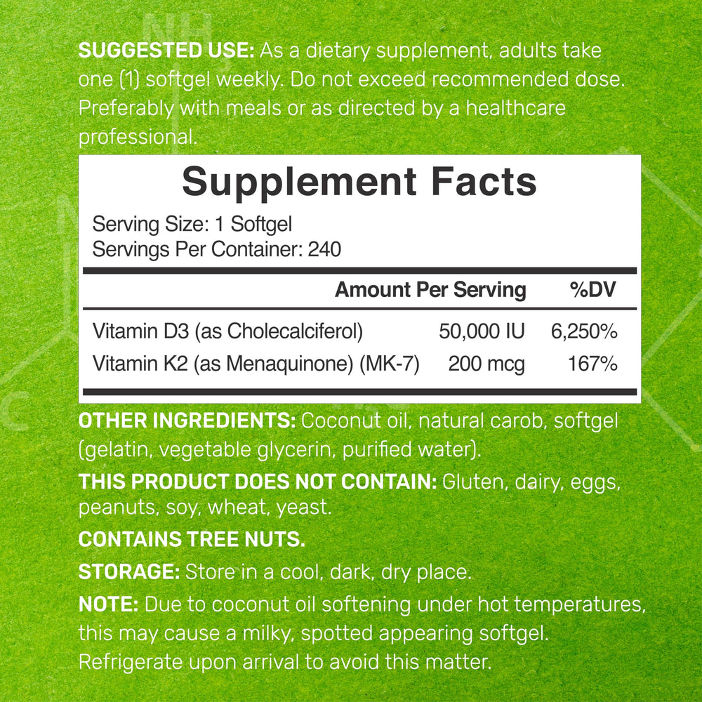 DEAL SUPPLEMENT label closeup highlighting D3 and MK7 concentrations.