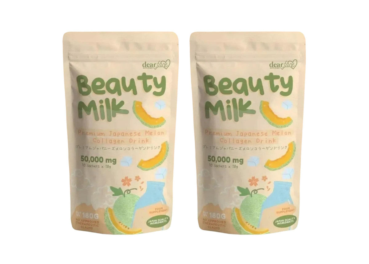 Dear Face Beauty Milk Melon Drink bottle front, refreshing flavor with hydrolyzed collagen.