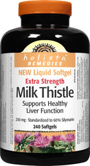 Decatela Holista bottle of 250 mg milk thistle softgels for daily support.