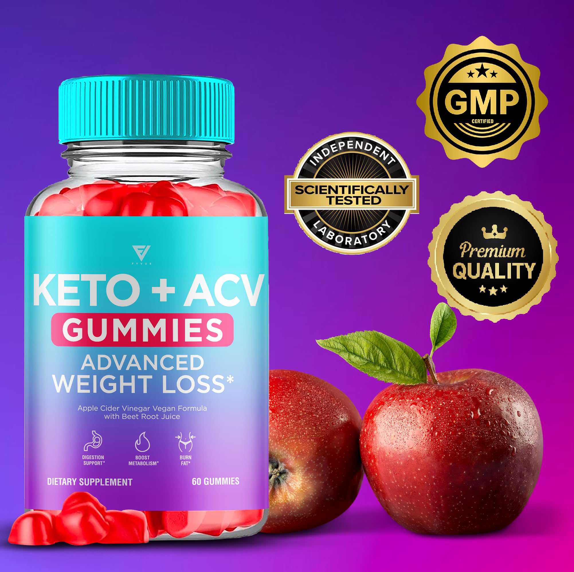 Gummy close-up showing texture and flavor appeal of Decatela Keto ACV Gummies.