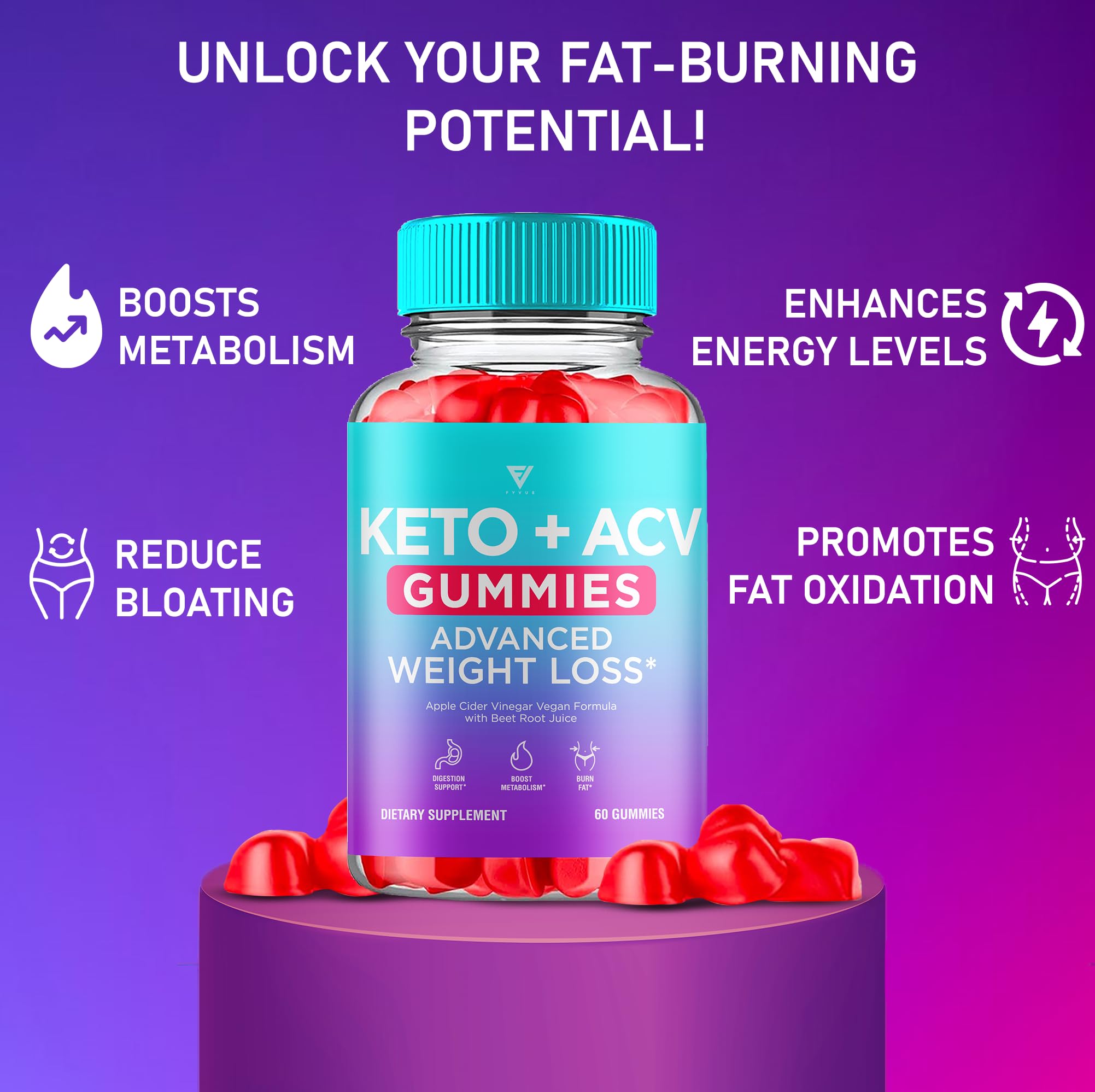 Decatela Keto ACV Gummies label close-up showcases vegan formula and natural ingredients.