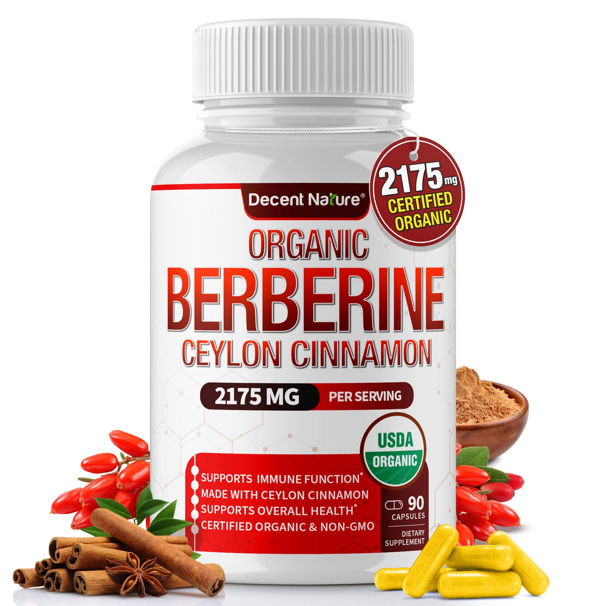 DECENT NATURE Organic Berberine bottle for daily balance and energy