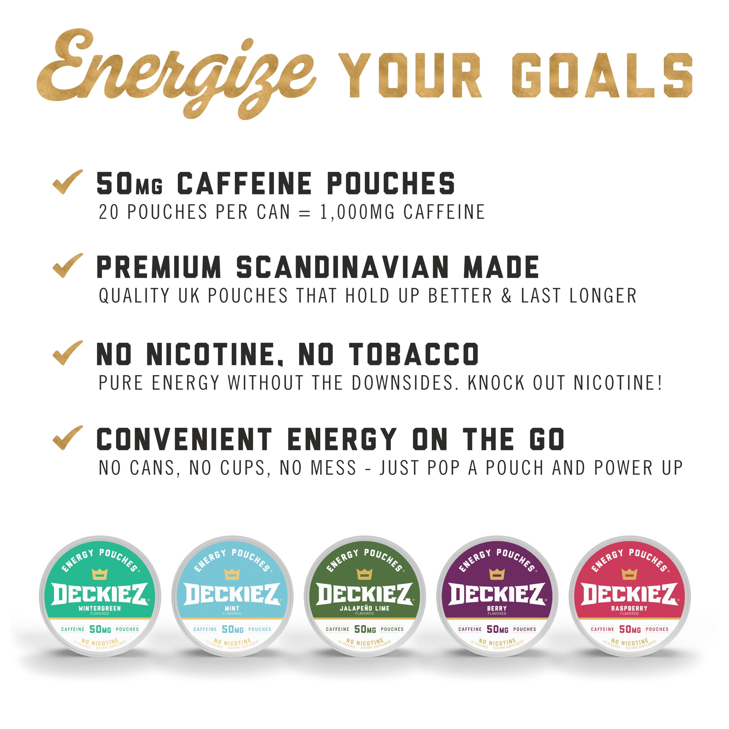 Deckiez Energy Pouches Jalapeño Lime pack offering a spicy twist and caffeine boost