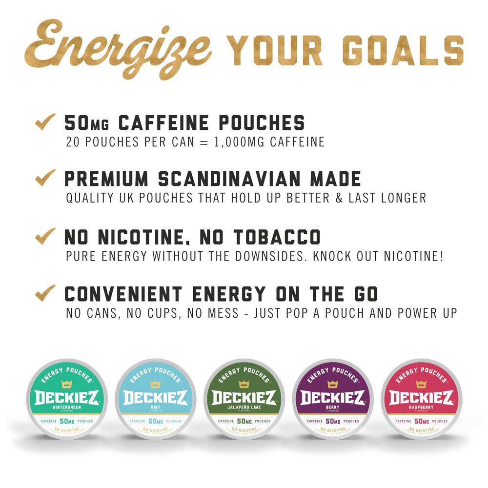 Deckiez Energy Pouches Jalapeño Lime pack offering a spicy twist and caffeine boost