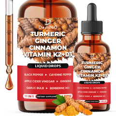 DedicaD 11in1 turmeric liquid supplement bottle front view for daily vitality support.