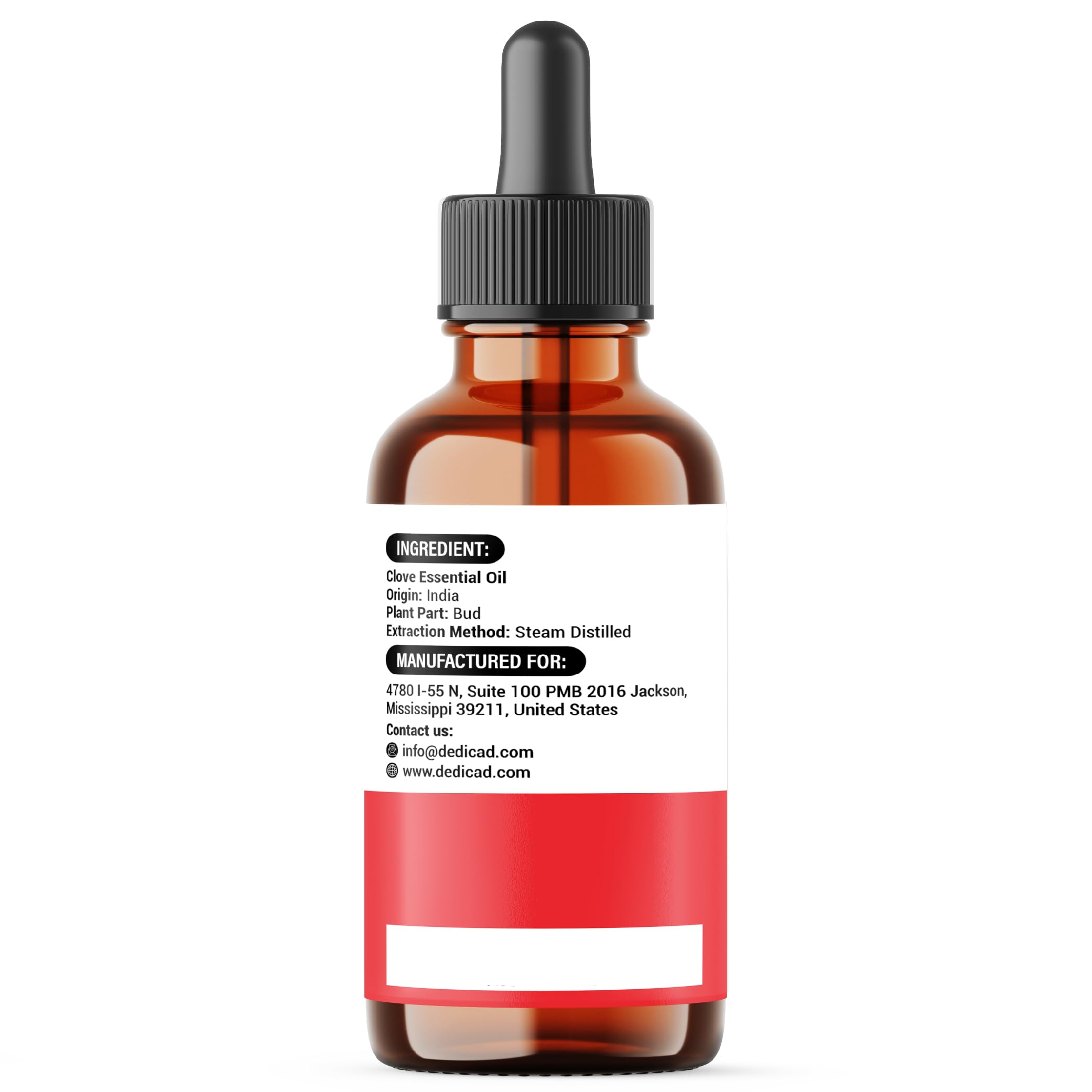 DEDICAD clove oil bottle enhances skin conditioning with gentle care