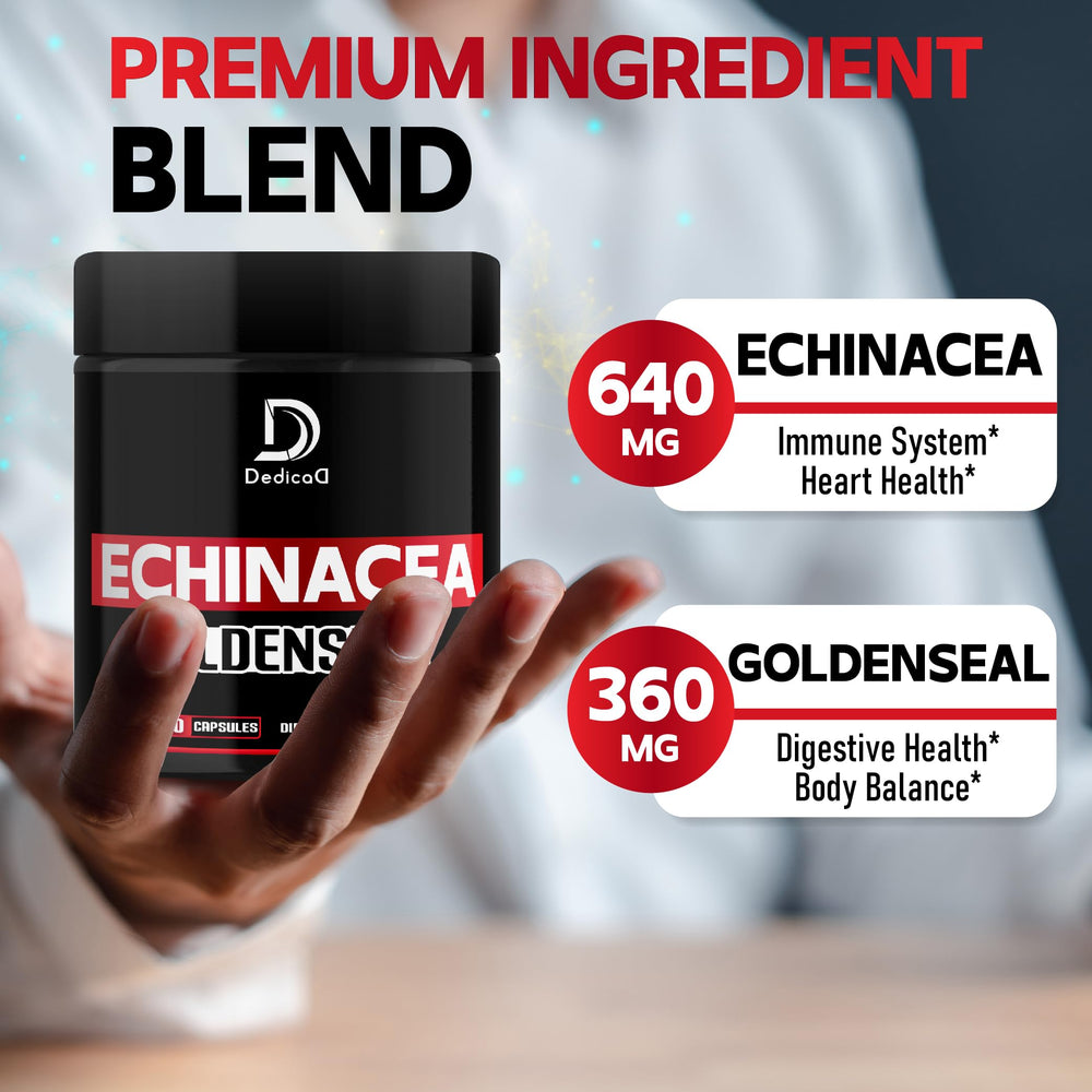 DEDICAD Echinacea Goldenseal capsules close-up for daily wellness