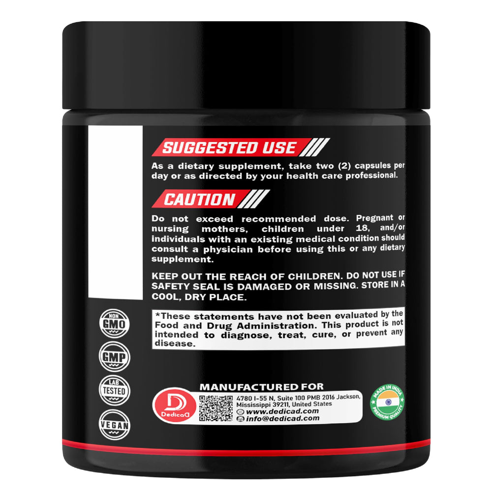 DEDICAD 60 count bottle ready for daily two capsule routine