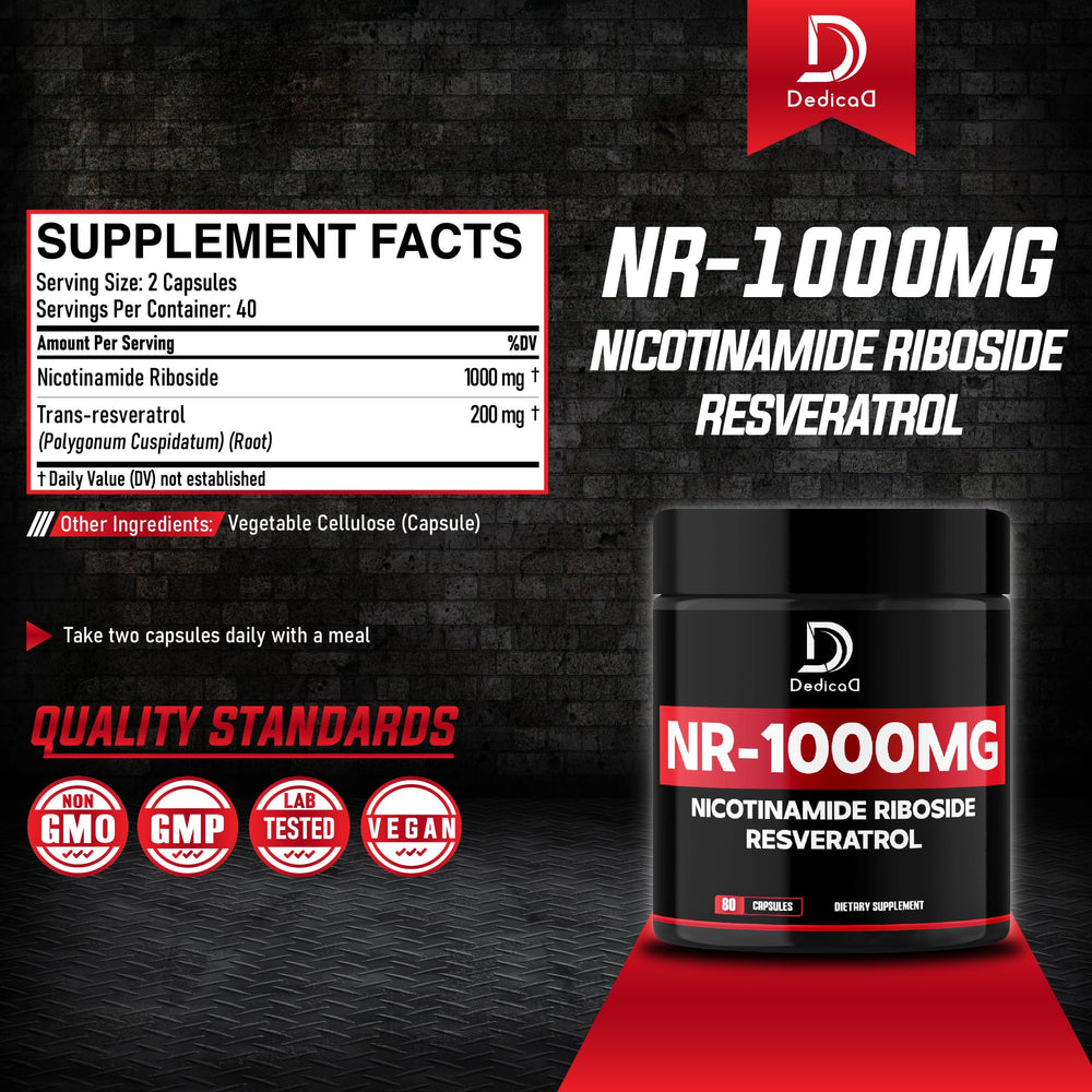 DEDICAD NAD capsules-closeup highlights easy-to-swallow capsules for daily wellness.