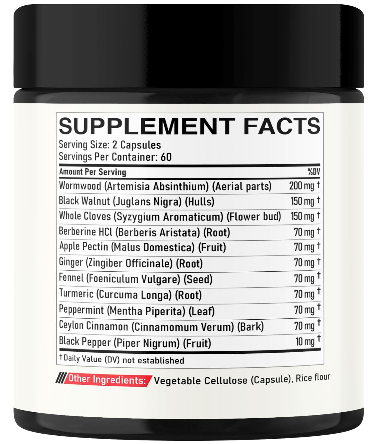 Packaging image of DEDICAD Wormwood 120 capsules and two-month supply