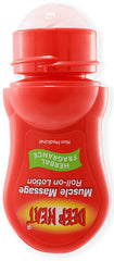 Close-up of Deep Heat roll-on application showing warming massage for knots.