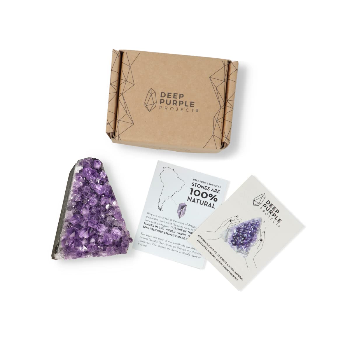 Deep Purple Project care tips preserve natural crystal beauty.
