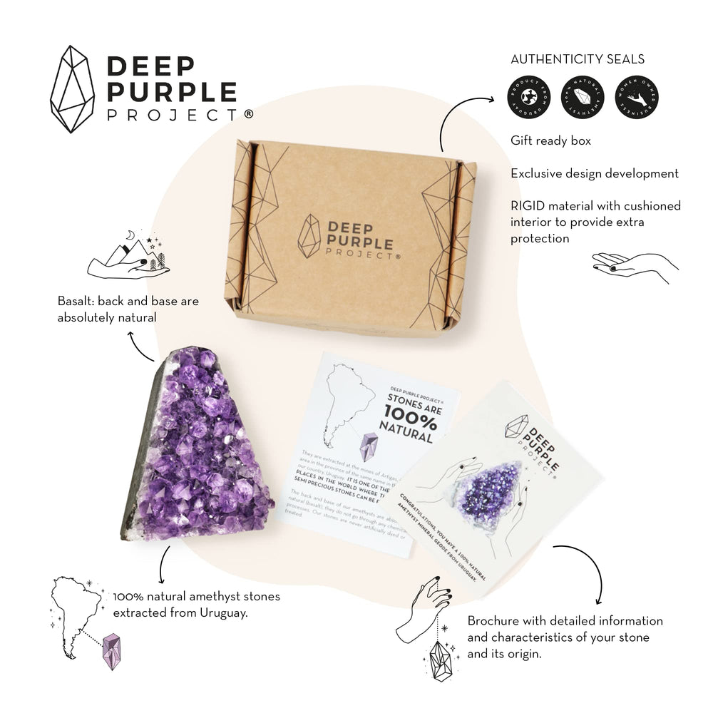 Deep Purple Project geode display idea ideal for shelves or desks.