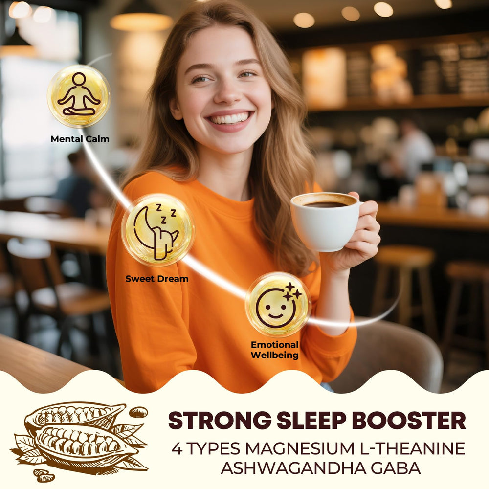 Deepure Nighttime Cocoa ingredients featuring L-Theanine and magnesium for calm evenings