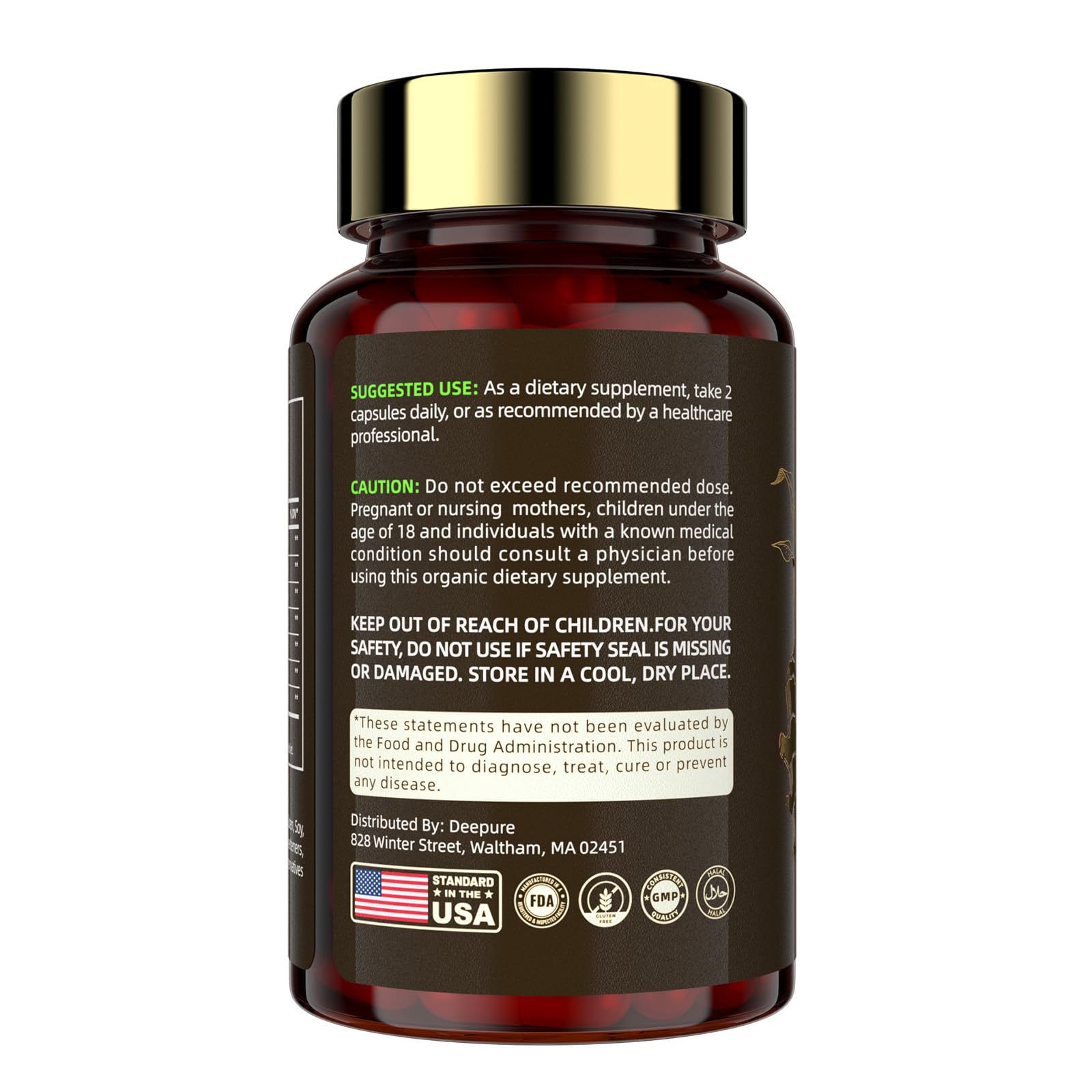Deepure Turmeric Curcumin vegan and gluten-free capsules fit easy lifestyles