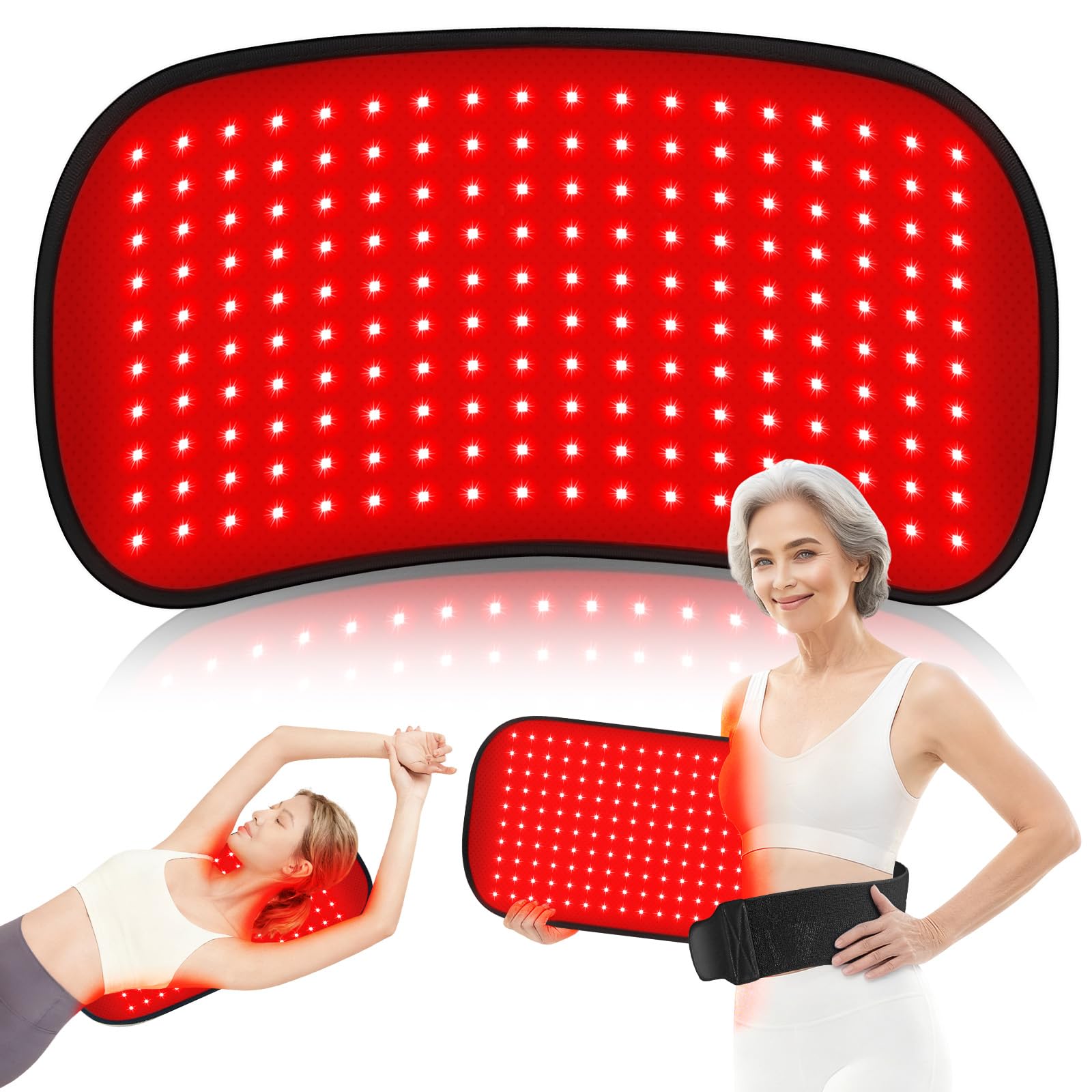 Deerbaba red light therapy pad on back for daily comfort and muscle ease.
