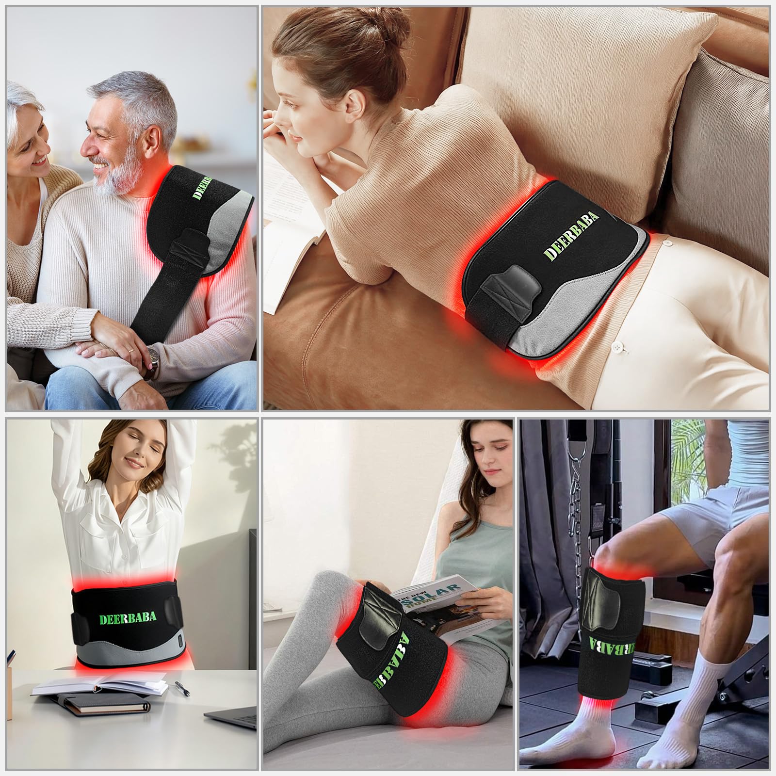 Deerbaba red light therapy pad uses dual-wavelength LEDs for skin and deeper tissue support.