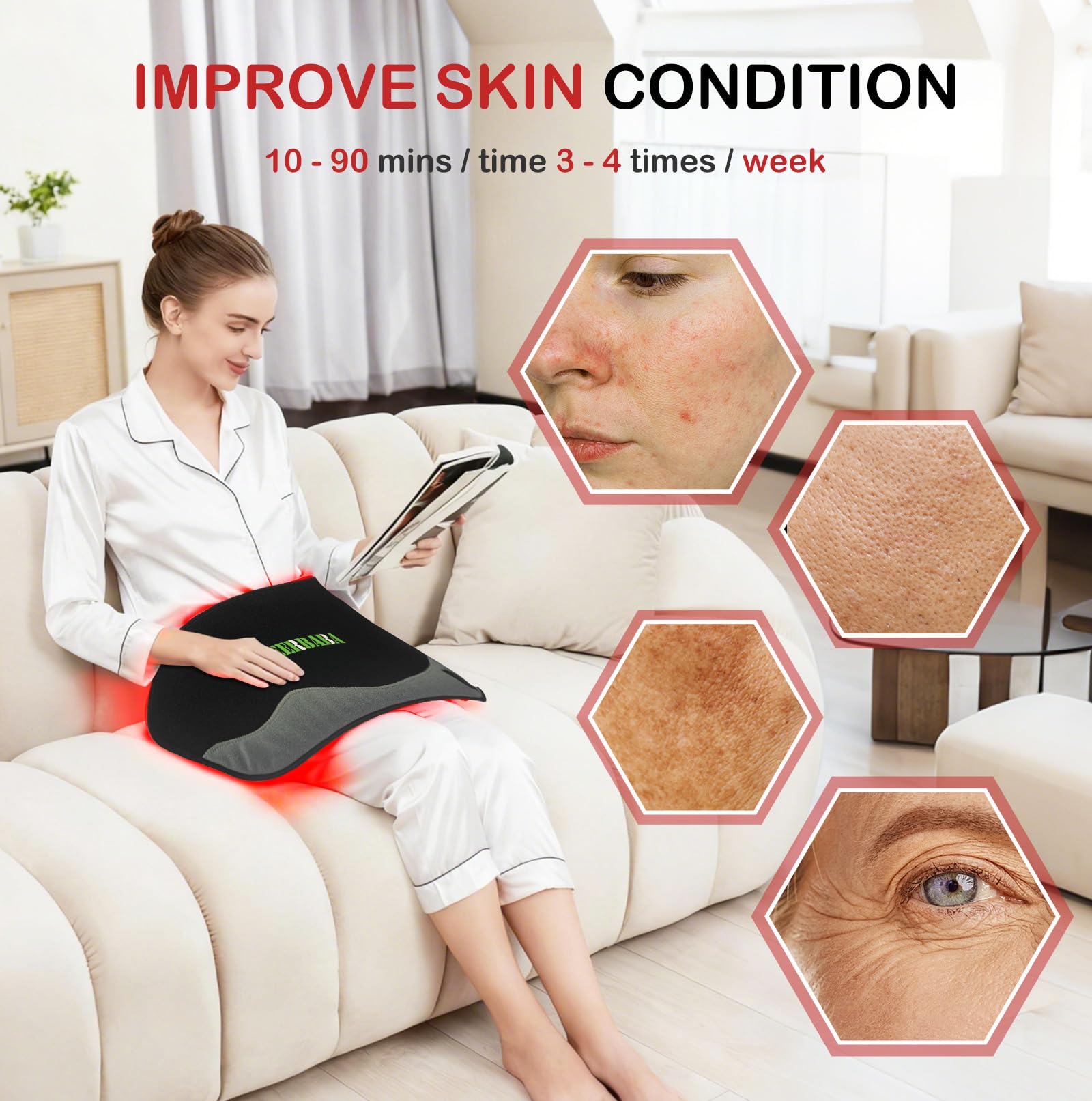 Deerbaba red light therapy pad folded for portable heat therapy on the go.