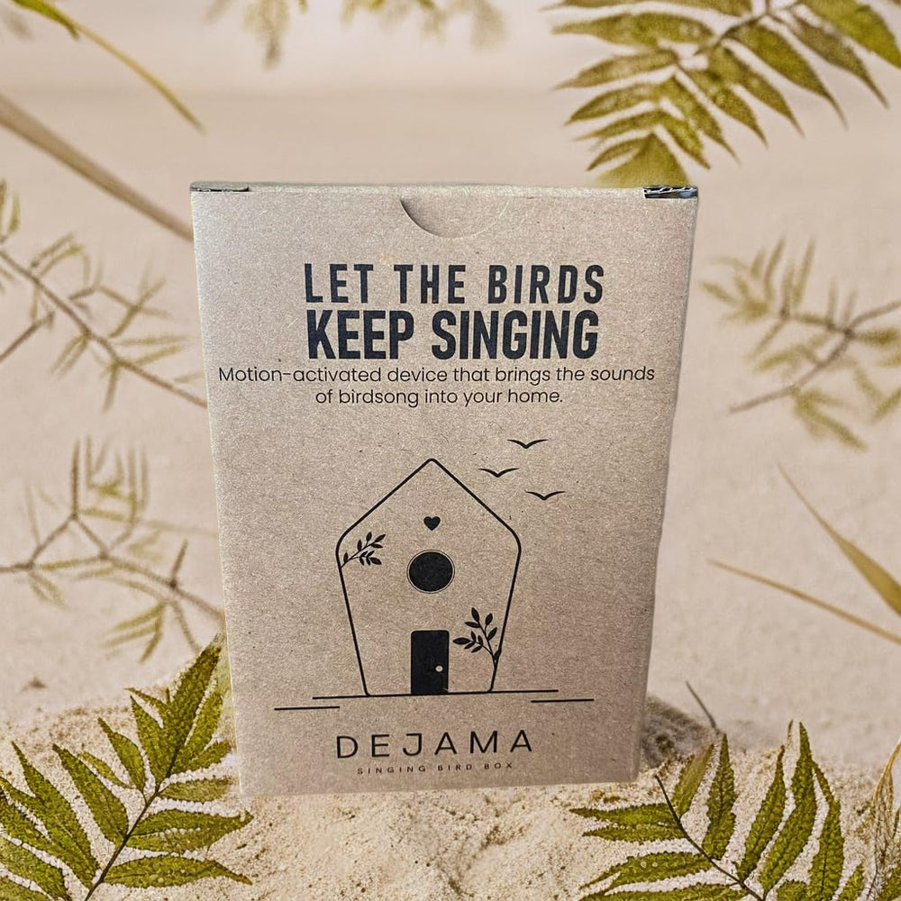 Dejama Singing Bird Box can hang on a wall or sit on a surface for flexible placement.