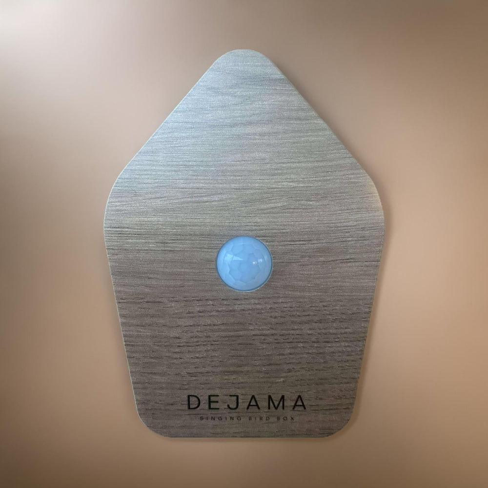 Dejama Singing Bird Box wood-effect design blends with decor for a natural look.