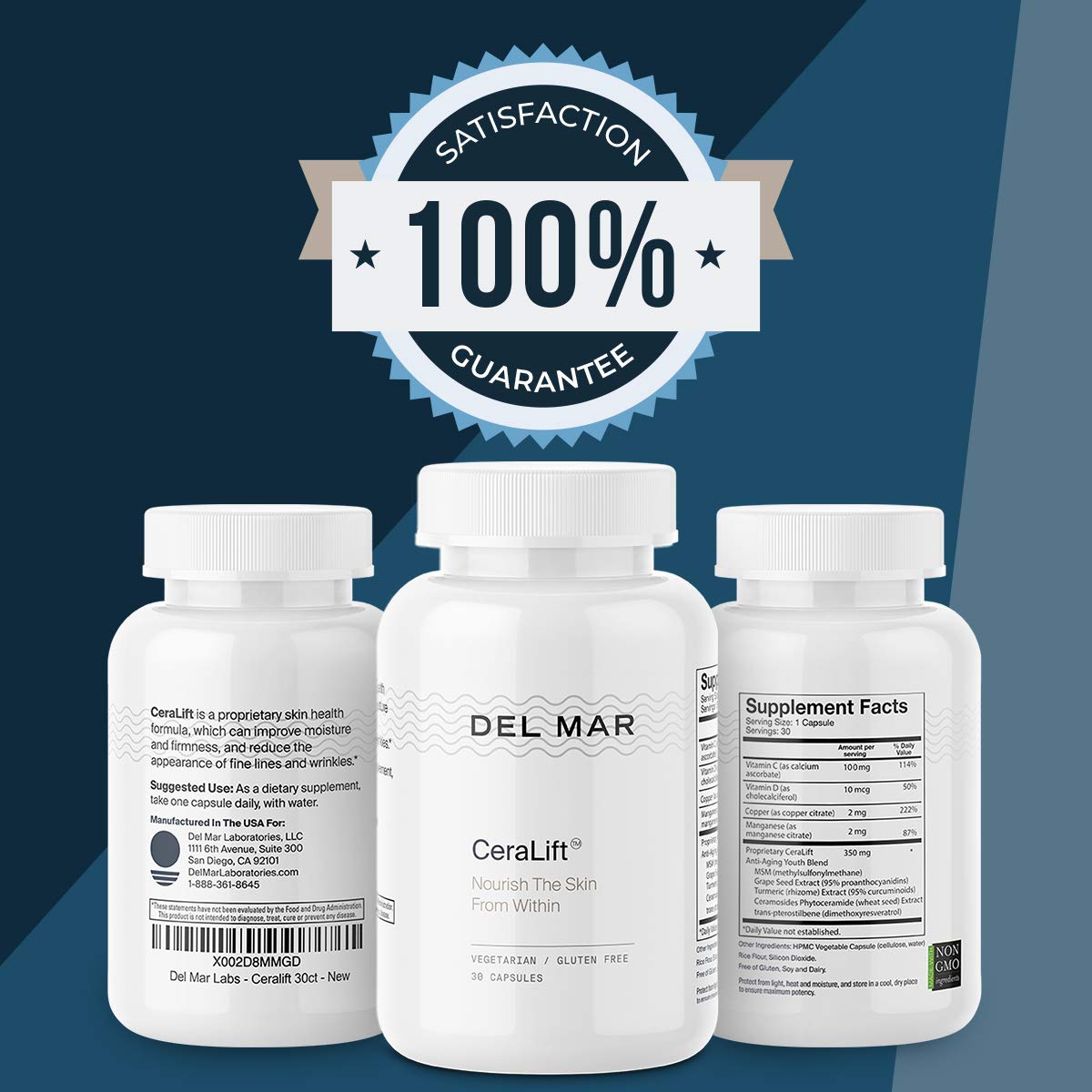 Del Mar Laboratories CeraLift 30-day supply label illustrating value