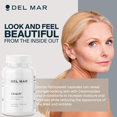 Del Mar Laboratories CeraLift packaging emphasizing doctor-formulated anti-aging approach