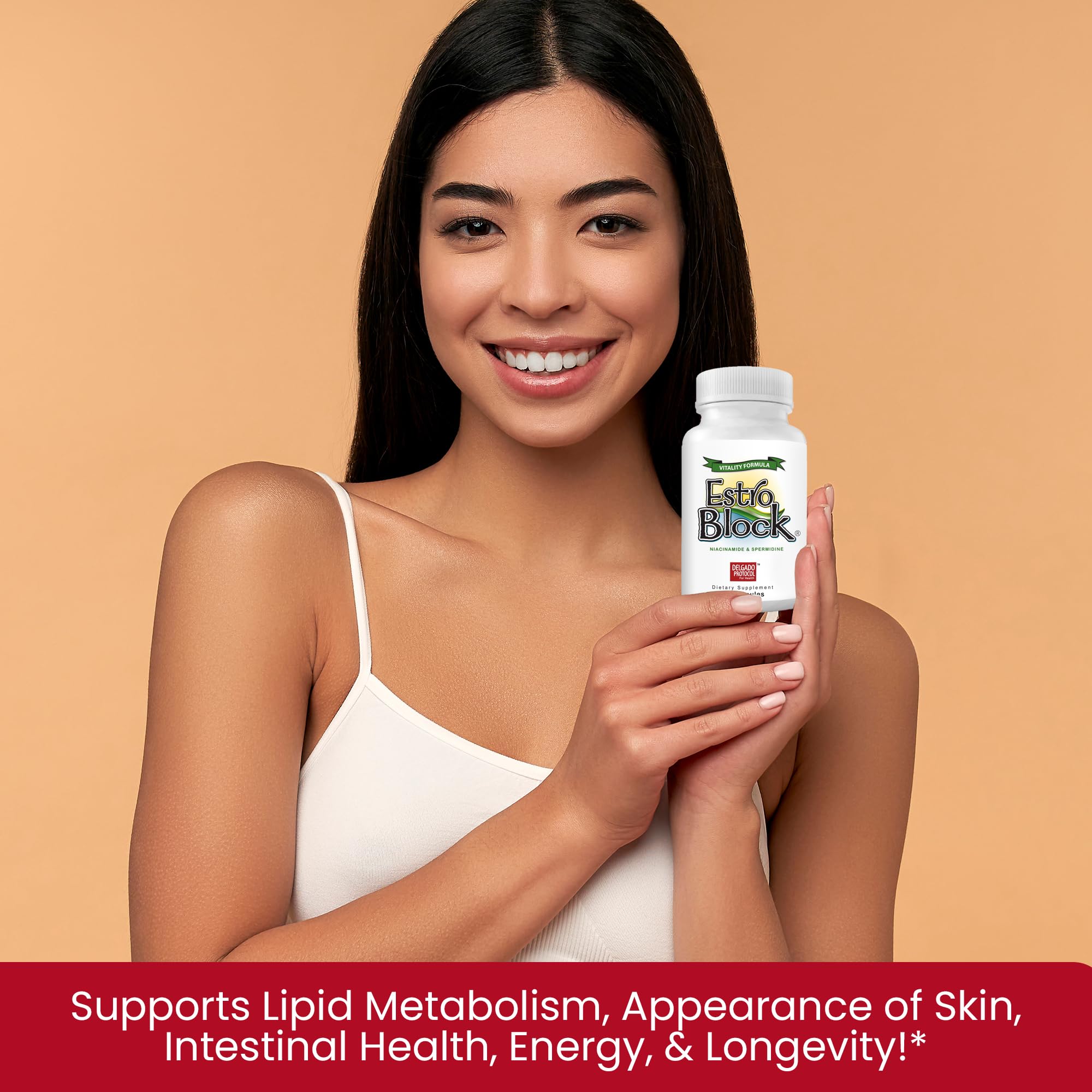 Close-up of EstroBlock Vitality showing sleep-support potential from Niacinamide.
