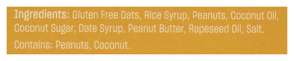 Deliciously Ella Peanut Butter Oat Bar close-up showing texture and ingredients.