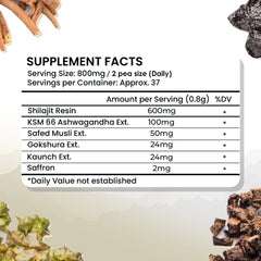 Deluce Shilajit blend with Ashwagandha and Ayurvedic herbs signals holistic wellness support.