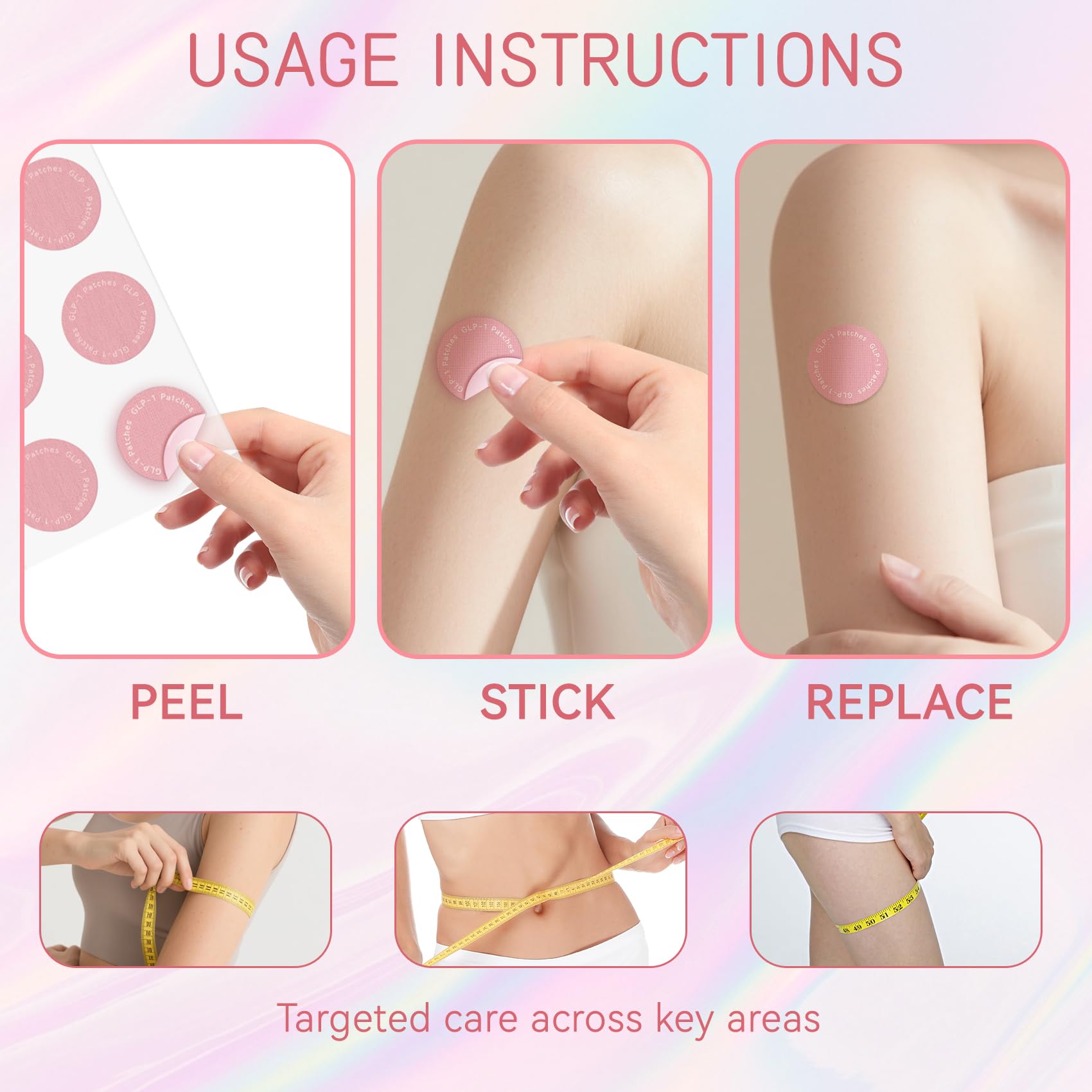 Deranxy GLP-1 patches application demonstrates easy on, easy off design.