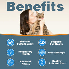 Derggzey L-Lysine cats drops application shows precise dosing with a dropper.