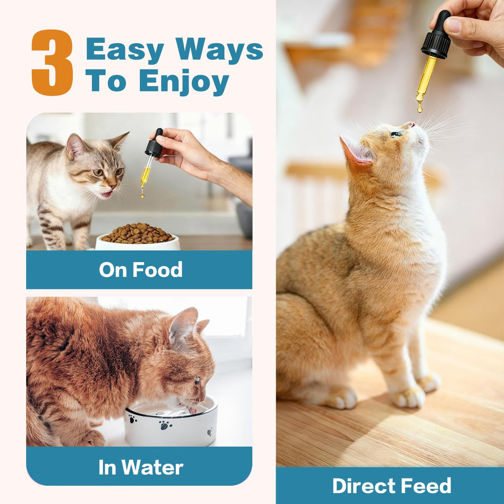 Derggzey L-Lysine cats kitten-use drops shown for all ages.