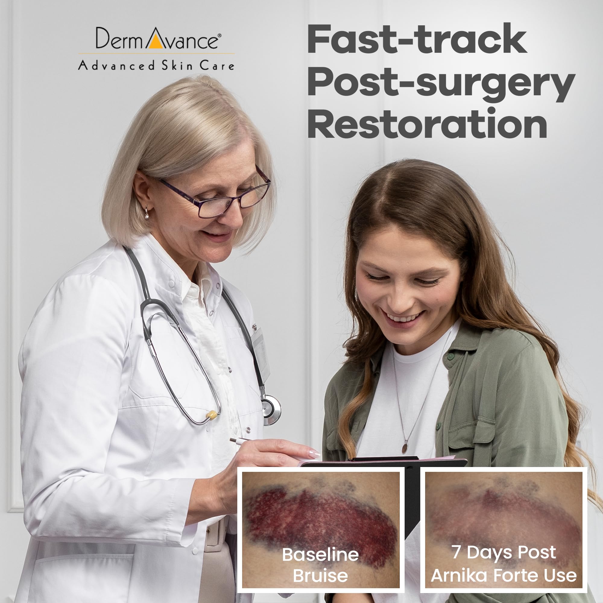 DermAvance Arnika Forte capsules on a clean surface for postsurgical care