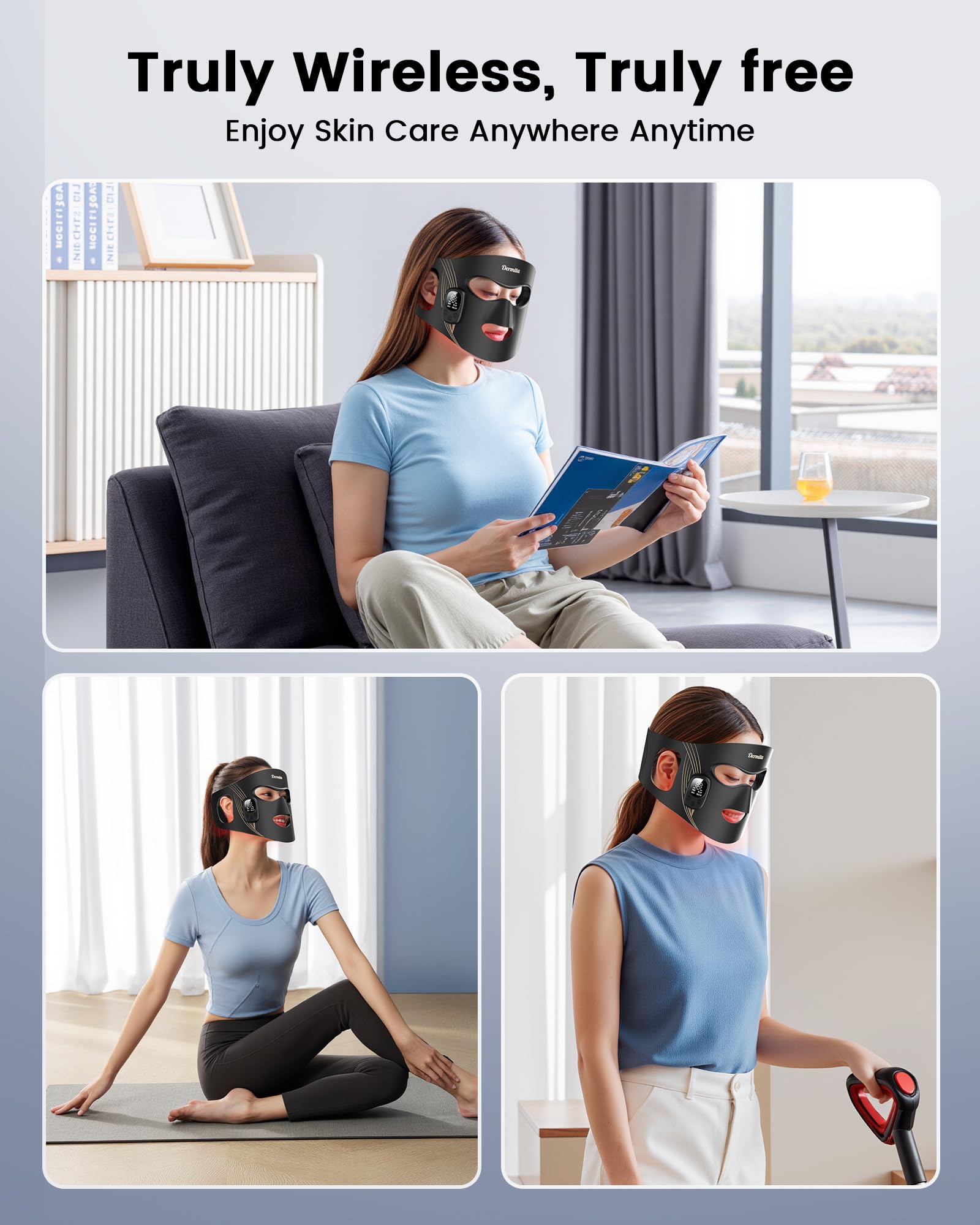 Dermita four-mode system illustrating red, blue, orange, and infrared options.