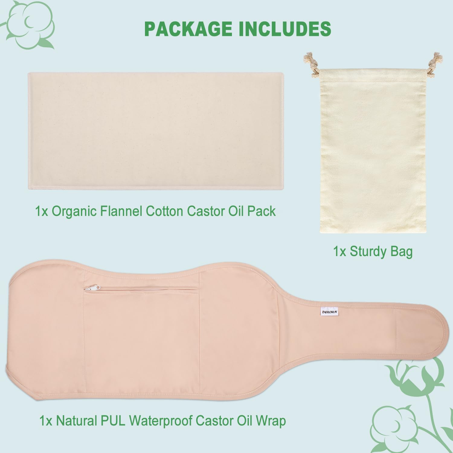 DEROWN Castor Oil Pack kit designed for convenient at-home use