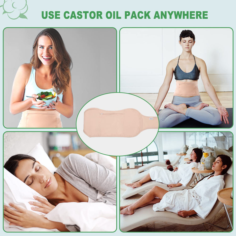 DEROWN Castor Oil Pack can be worn during work, sleep, or yoga