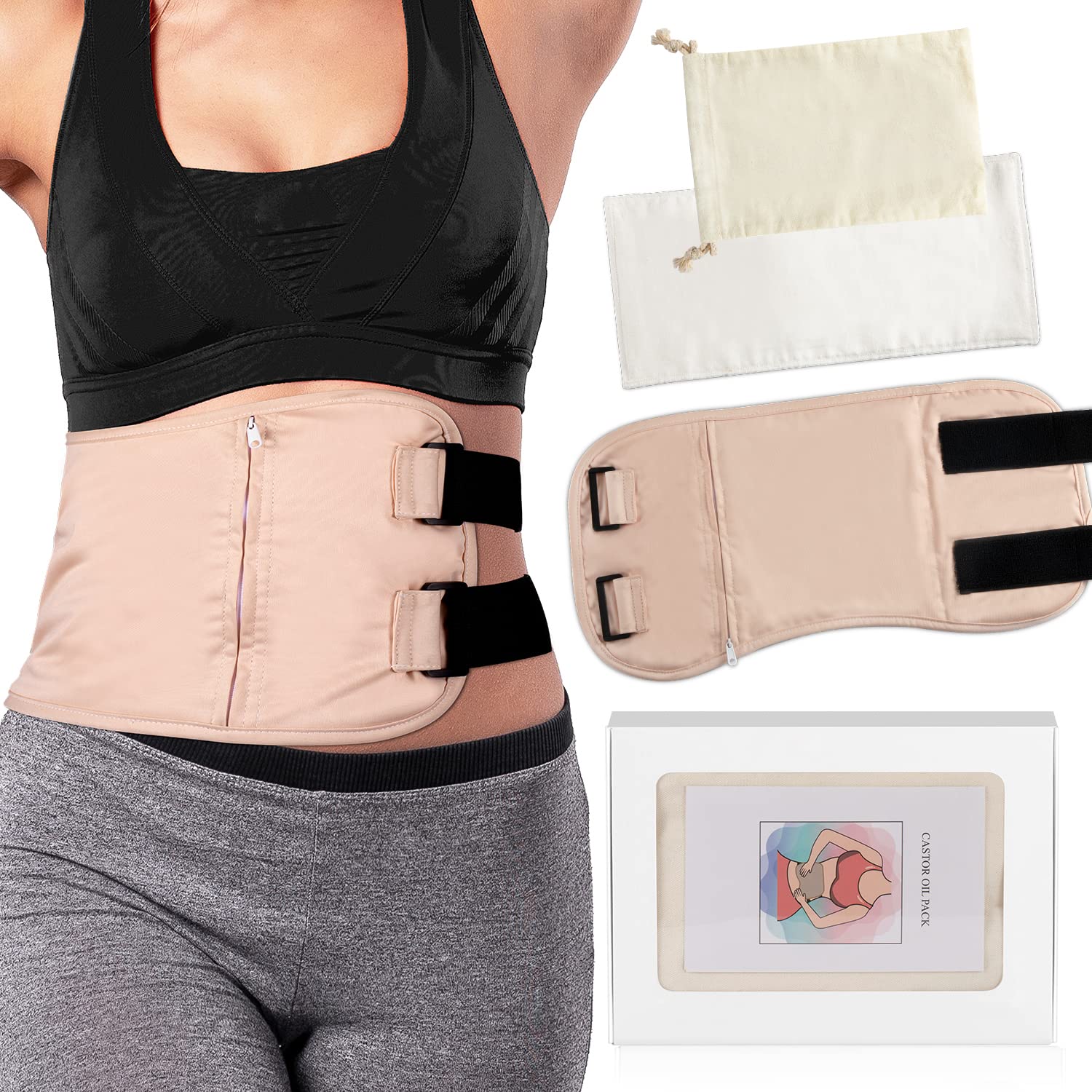 DEROWN Castor Oil Pack Wrap with non-leak design prevents spills during use.