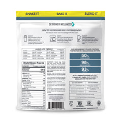 Designer Wellness Designer Egg vanilla powder scoop reveals 24 g protein per serving.