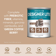 Designer Wellness Designer Lite front-pack highlighting 9.03 oz size and flavor.