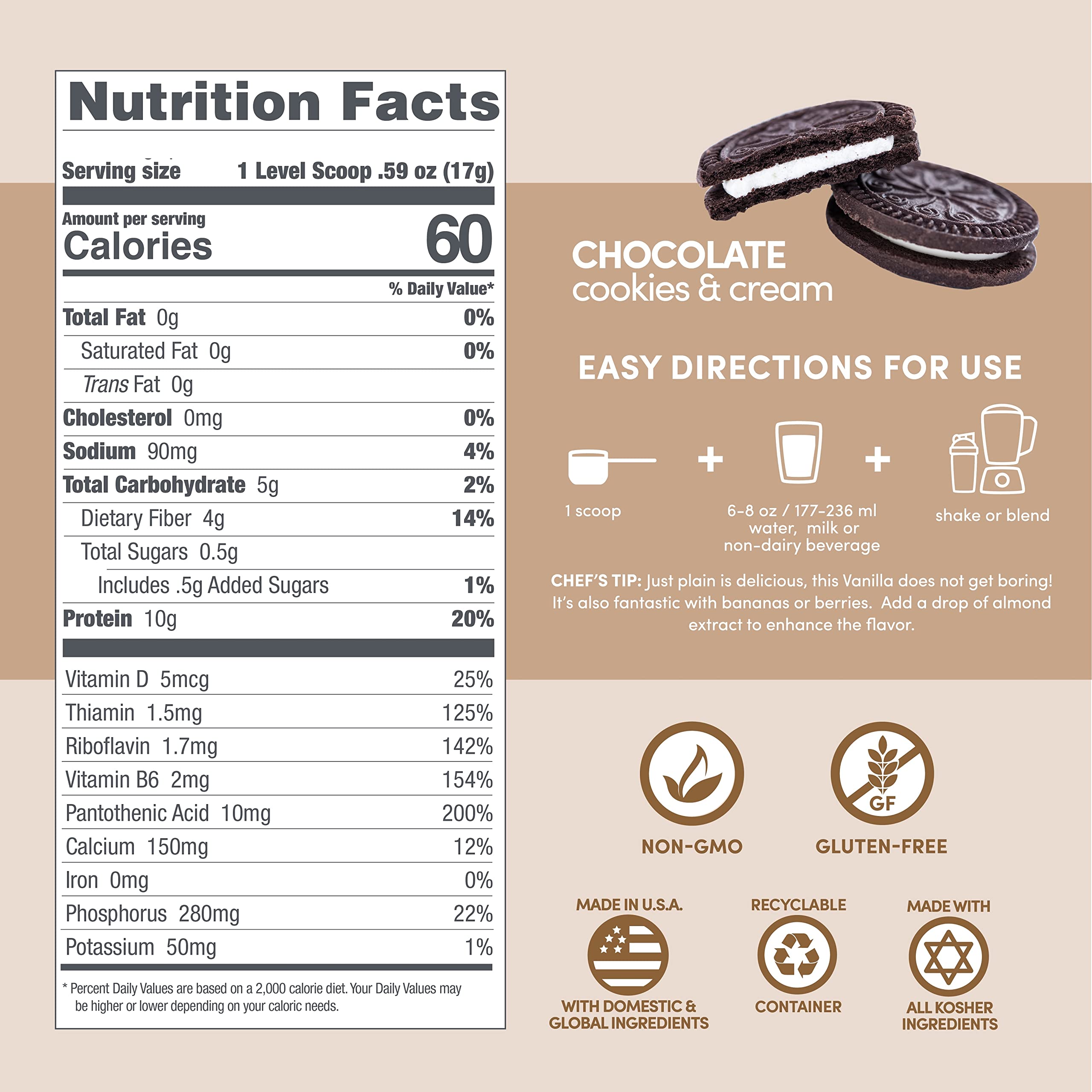 Designer Wellness Designer Lite protein scoop beside the packet for easy prep.