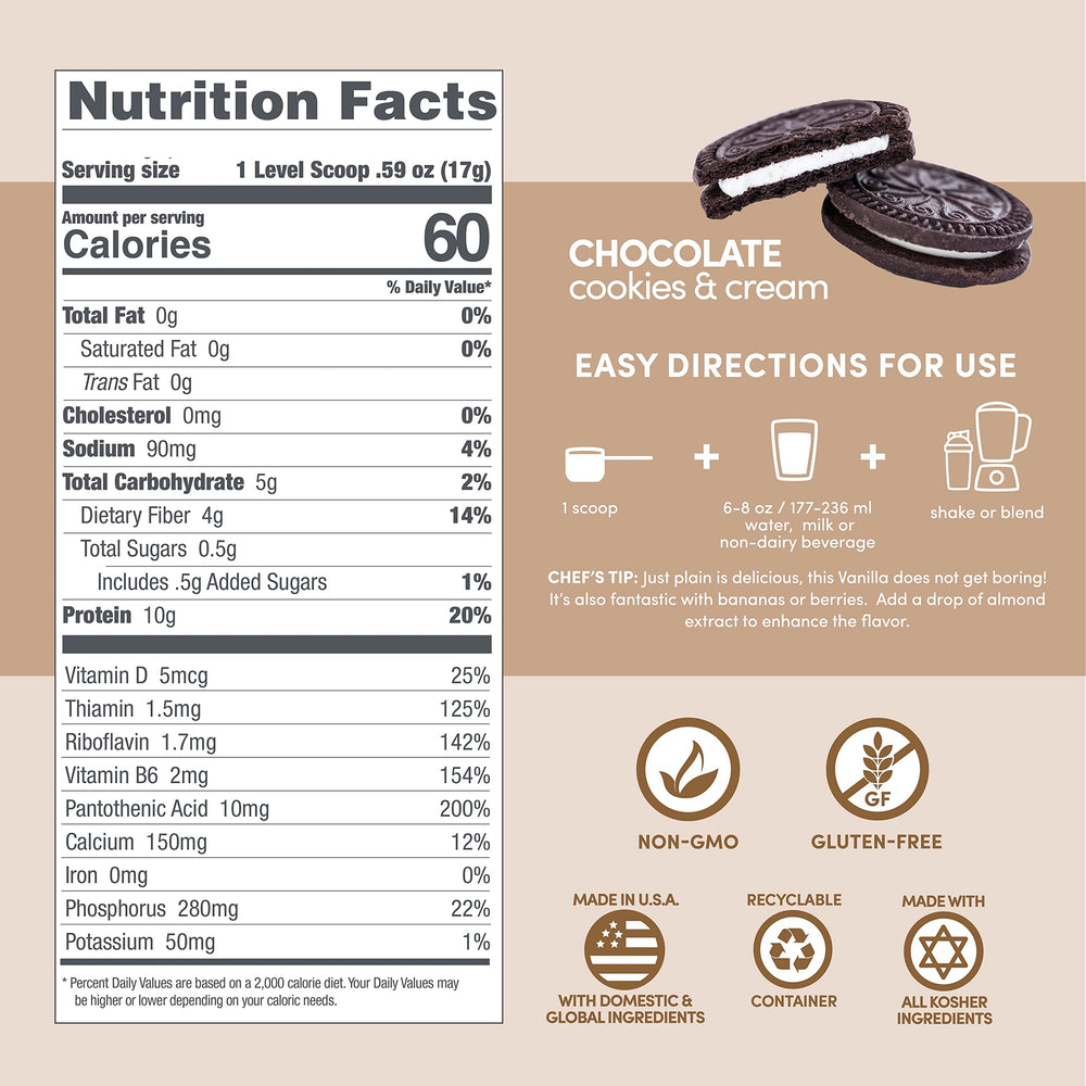 Designer Wellness Designer Lite protein scoop beside the packet for easy prep.