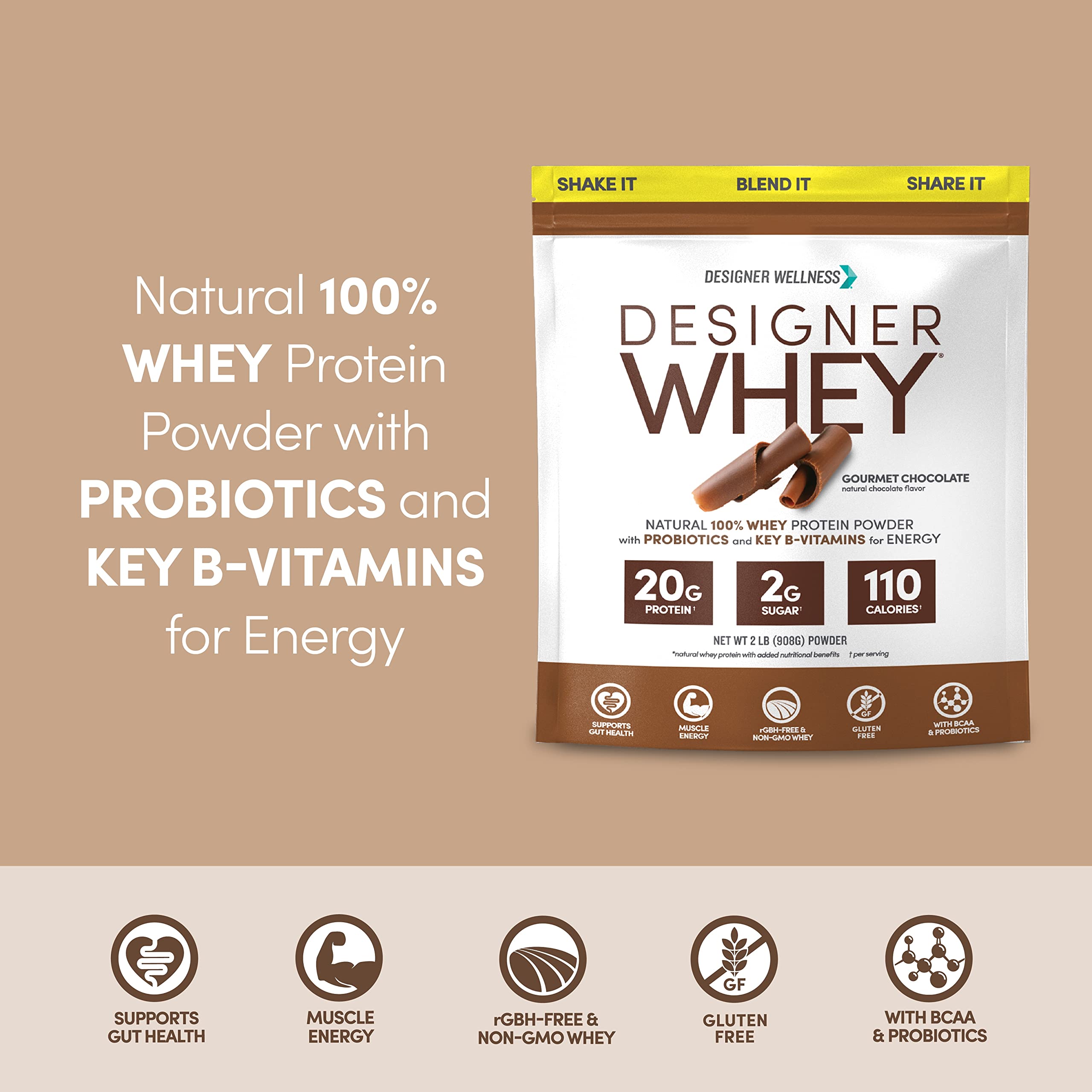 Designer Wellness Designer Whey shaker-glass ready for quick, on-the-go shakes