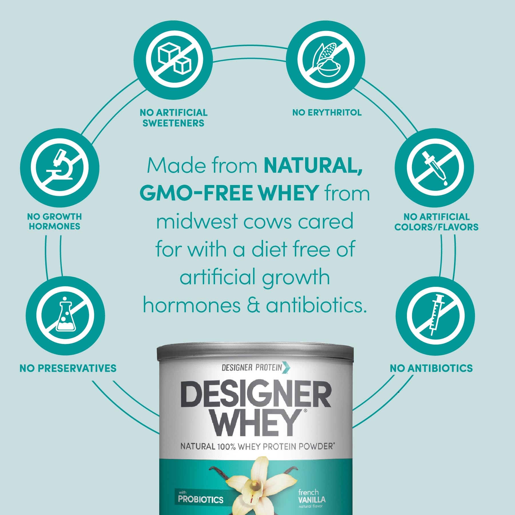 Designer Wellness Designer Whey vanilla powder French Vanilla flavor for shakes