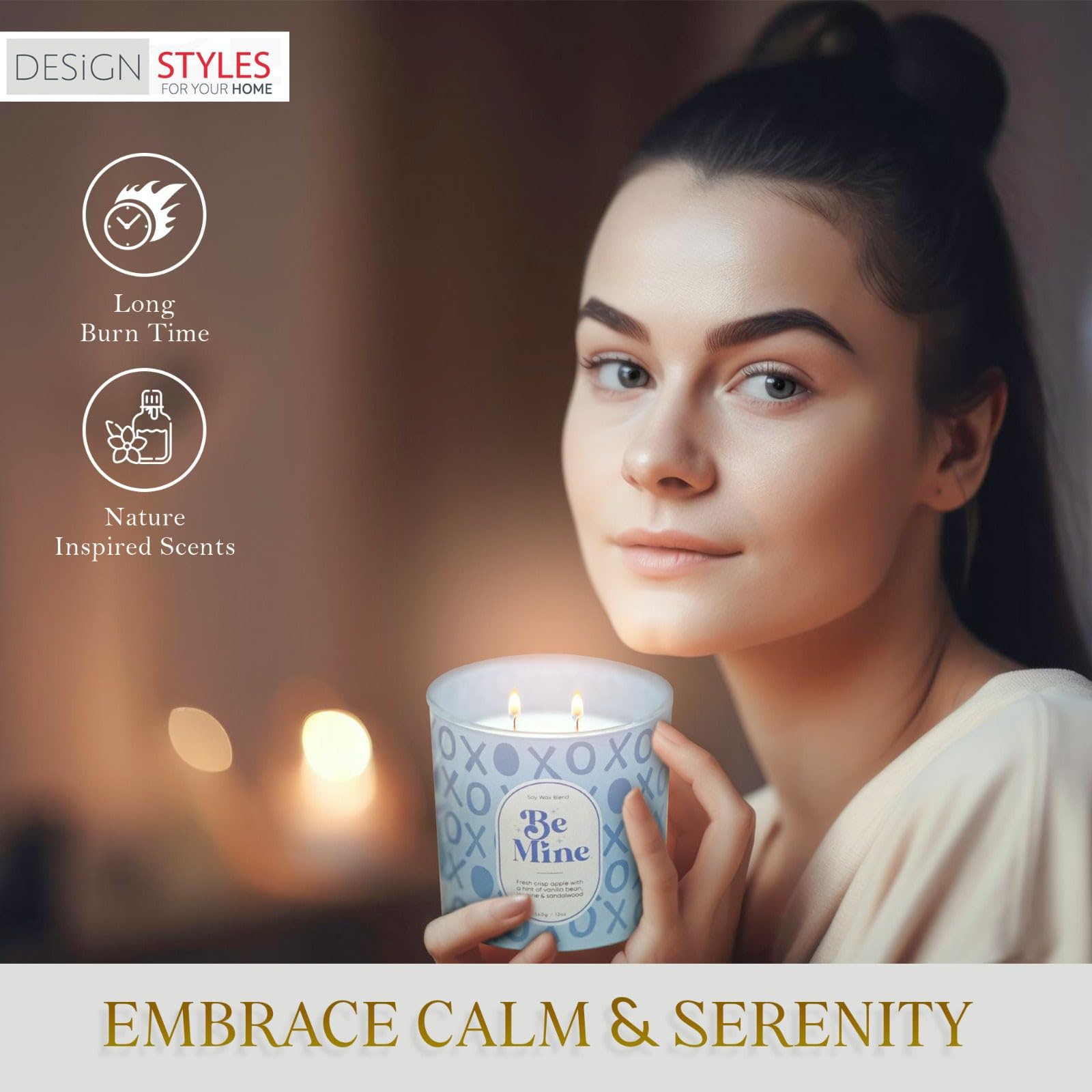 Designstyles Sweet Heart 12oz candle jar designed for long-lasting evenings.