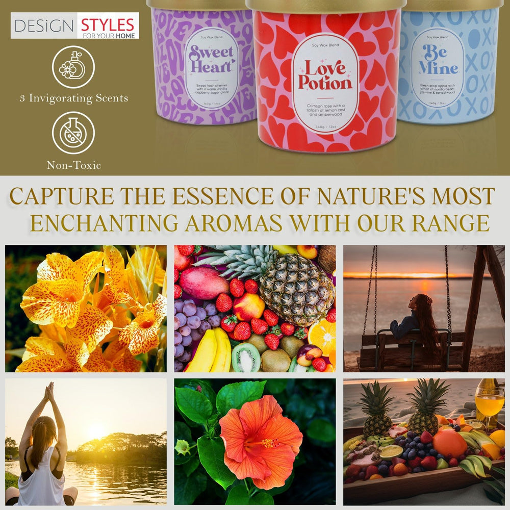 Designstyles Sweet Heart candle being lit for a cozy night.