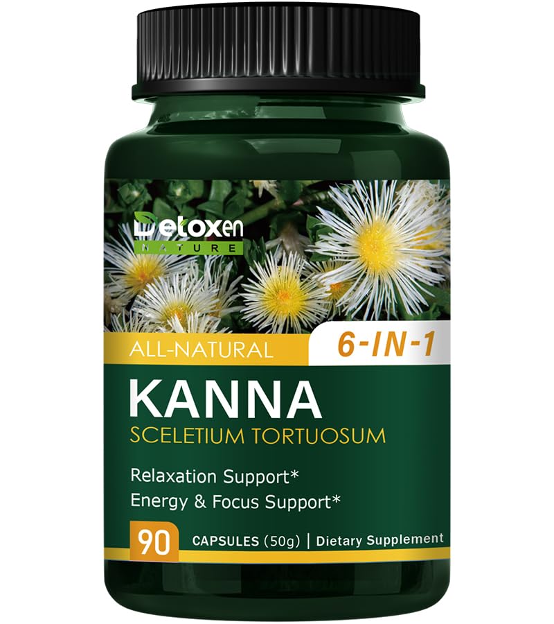 DetoxenNATURE kanna extract bottle supports calm and daily relaxation.