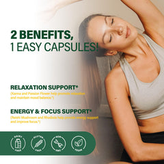 DetoxenNATURE capsules closeup showing convenient daily capsules for energy and focus.